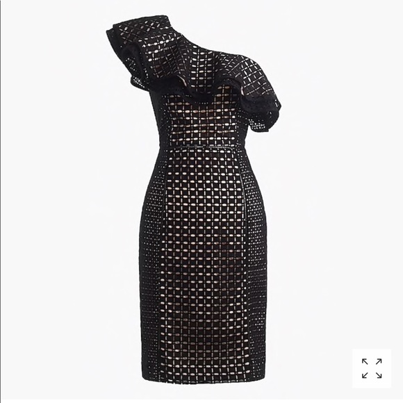 J. Crew Dresses & Skirts - j.crew one shoulder black eyelet dress 10P g7126